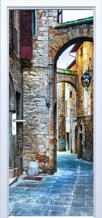 OEM Adhesivo De Tela Para Puerta Con Dise&ntilde;o De Calle Del Casco Antiguo 870pd