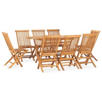 vidaXL Set De Comedor De Jard&iacute;n Plegable 9 Pzas Madera Maciza De Teca Vidaxl