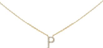 House of Brilliance 10K Gold Diamond Accent A-Z Block Initial Pendant Necklace
