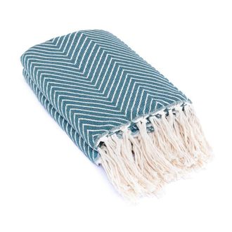 Febronie Manta plaid algod&oacute;n azul petr&oacute;leo 160x250