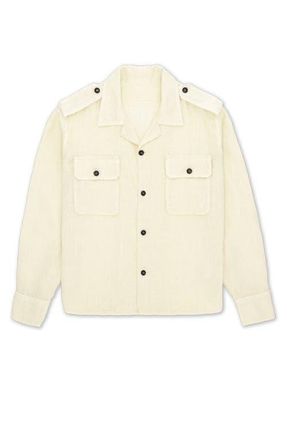 Fortela Military Linen Shirt in Milk at Nordstrom, Size 44 Eu