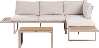 Beliani Outdoor Set Modular Sofa Cushions Coffee Table Beige and Light Brown Pienza
