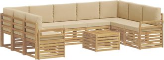 vidaXL Conjunto De Sof&aacute;s De Exterior 10 Uds. Y Beige Poli&eacute;ster Vidaxl