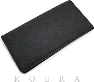 Louis Vuitton Noir Leather Long Wallet (Bi-Fold) (Pre-Owned)
