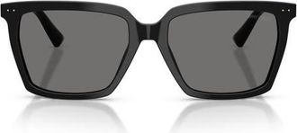 Jimmy Choo London 55mm Polarized Square Sunglasses in Black /Polar Dark Gray at Nordstrom