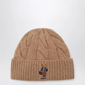 Polo Ralph Lauren Berretto Polo Bear color cammello in lana