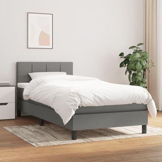 vidaXL Cama Box Spring Con Colch&oacute;n Tela Gris Oscuro 100x200 Cm Vidaxl