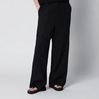 Balenciaga Pantaloni palazzo con vita elasticizzata in lana neri
