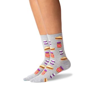 Hot Sox Womens Peanut Butter And Jelly Socks, Sweatshirt Grey, Medium