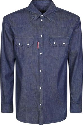 Dsquared2 Camicia Denim - Heren - Casual Overhemden - Blauw - M - Denim - Overhemden