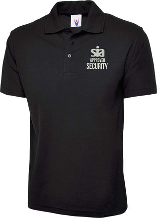 Generic Embroidered Sia Approved Security Polo Shirt, Security Staff Uniform Workwear Unisex Adults Polo (Black, 3XL, 3X_l)