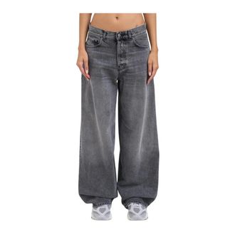 Haikure Wide Leg Denim Jeans - Dames - Loose Fit Jeans - Grijs - W27 - Denim - Jeans
