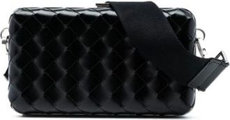 Bottega Veneta Pre-owned Cross Body Bags, female, Black, Size: ONE SIZE Pre-owned Woven Leather Crossbody Bag