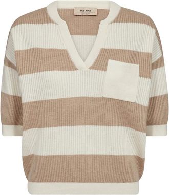 Mos Mosh MMThora Tejido de Cuello V - Knitwear - Mujer - Beige - XS
