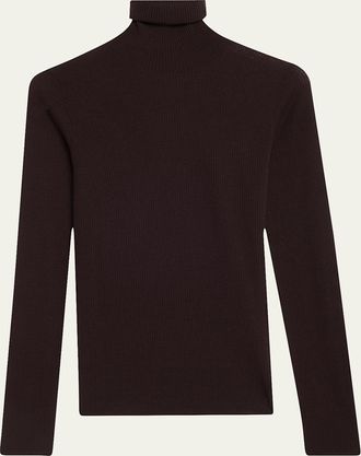 Loro Piana Taupo Ribbed Wool Turtleneck