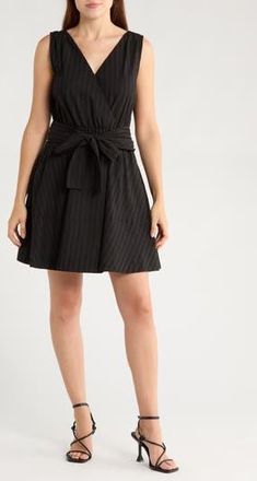 Derek Lam Abby Lace Trim Tie Waist Minidress in Black at Nordstrom Rack, Size 00