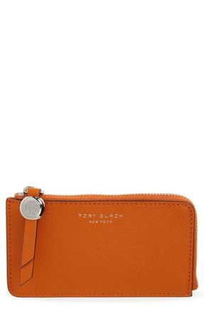 Tory Burch Romy Leather Zip Card Case in Orange at Nordstrom