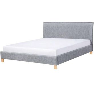 Beliani Beliani - Modern Minimalist Linen Fabric eu King Size Bed Frame 5ft3 Grey Sennez