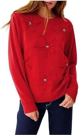 Lilly Pulitzer Ballad Long Sleeve Sweatshirt Womens Sweater Cranberry Red : XXS, Cotton/Spandex