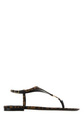 Saint Laurent Leopard Print Ankle Strap Sandals