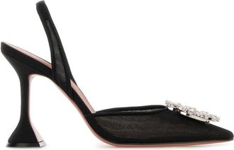 Amina Muaddi Black Slingback Heels