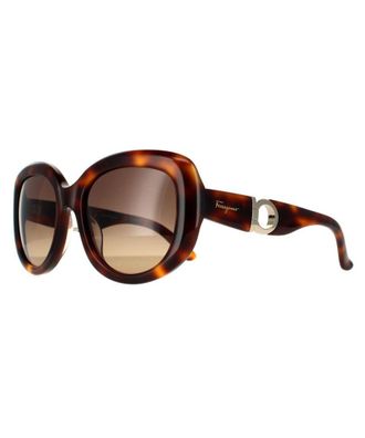 Ferragamo Oval Womens Tortoise Brown Gradient Sunglasses - One Size