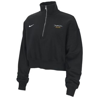 Nike Womens College Phoenix Fleece (Norfolk State University) Cropped 1/4-Zip Pullover in Black | ZW34590NSUN25-BLK