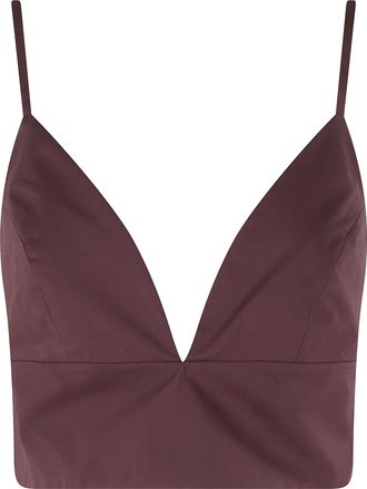 Federica Tosi Fitted Crop Top With Deep V-Neck And Subtle Straps