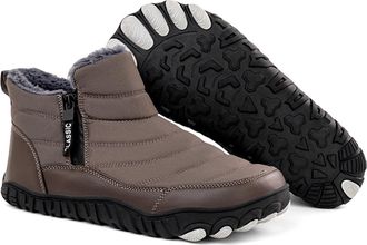 Generic Mens Waterproof Snow Shoes Ankle Boots With Fur Lining Outdoor Walking Shoes For Hiking Winter Sneakers(Gray,7.5 UK)