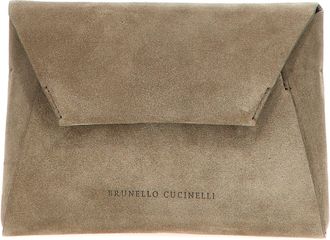Brunello Cucinelli Monile Suede Bag Clutch Gray