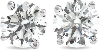 Pompeii3 4 Ct TW Round Moissanite Screw Back Studs 14k White Gold