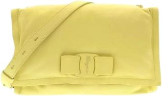 Ferragamo Pre-owned Viva BOW kalfsleren schoudertas - Dames - Vintage Schoudertas - Geel - ONE Size - Leer - Vintage