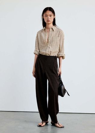 Mango Pantaloni balloon vita alta marrone - Donna - 36 - MANGO