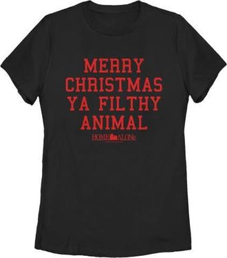 Home Alone Womens Home Alone Merry Christmas Ya Filthy Animal Graphic T-Shirt in Black at Nordstrom, Size Medium