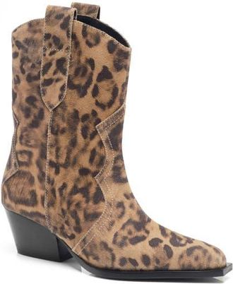 Free People Cat Nap Western Boot in Leopard Suede at Nordstrom, Size 9.5