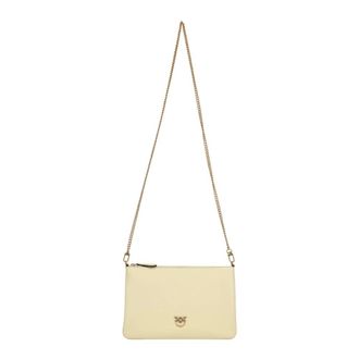 Pinko Flat Classic Pouch - Dames - Schoudertassen - Beige - ONE Size - Leer - Tassen