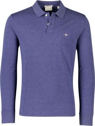 GANT Tops, Heren, Blauw, L, Katoen, Long Sleeve Polo