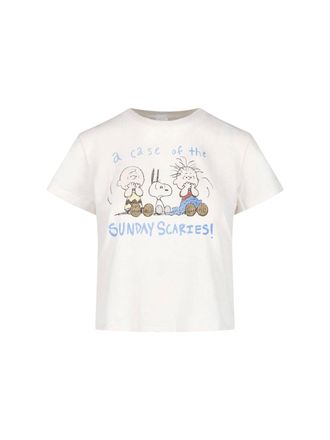 Re/Done White 50s Boxy Printed Cotton T-Shirt