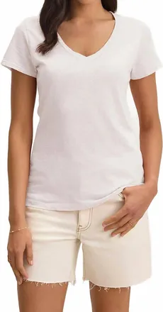 Velvet Lilith V-Neck Tee In White