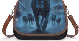 Generic Wolves London Street Small Womens Crossbody Bags Shoulder Handbag with Adjustable Strap for Travel