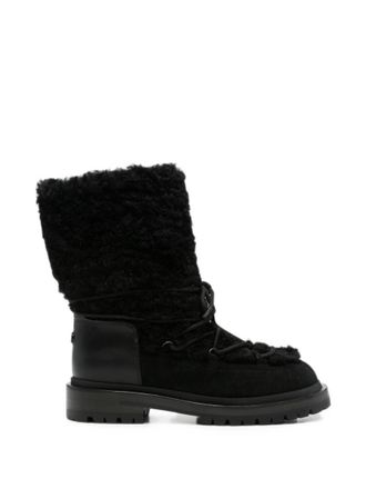 Sergio Rossi Black Textured Lace-up Boots