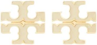 Tory Burch Kleine Icon Emaille Stud Oorbellen - Dames - Oorbellen - Beige - ONE Size - Accessoires