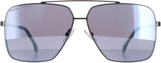 HUGO BOSS Round Mens Dark Ruthenium Silver Mirror 1325/S Metal (archived) - One Size