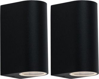 ETC Shop Lampada da esterno Up & Down Lampada da parete nera in alluminio Lampada da parete a led per esterni Illuminazione esterna della casa, 2x 5W 2x400lm