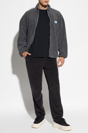 American Vintage Furry Sweatshirt With Logo Patch, Mens, Grey