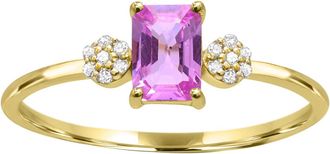Diamond2Deal 10K Yellow Gold Pink Sapphire and Diamond Engagement Ring ( 0.65Ct)
