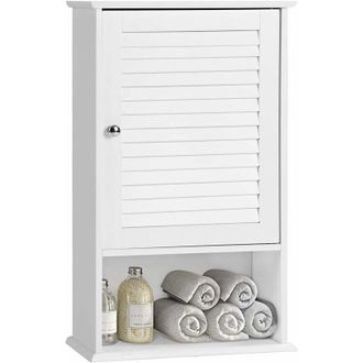 Costway Armadio del Bagno Montato a Muro, Mensola Interna Regolabile, Struttura in mdf di Qualit&agrave;, Pratico e Salva Spazio, Design Unico, Bianco - Costway