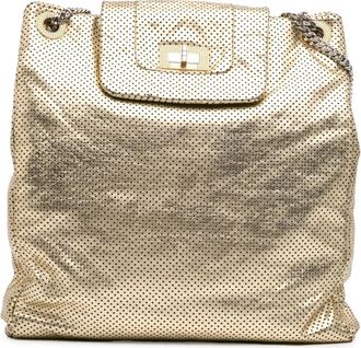 Chanel Pre-owned Perforated Crackled Metallic Calfskin Drill Tote - Pre-owned - Mujer - Amarillo - ONE SIZE