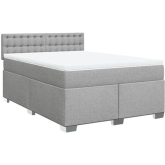 vidaXL Vidaxl - Cama Box Spring Con Colch&oacute;n Tela Gris Claro 160x200 Cm