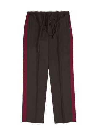 Lanvin Brown Track Pants with Red Stripes Size L